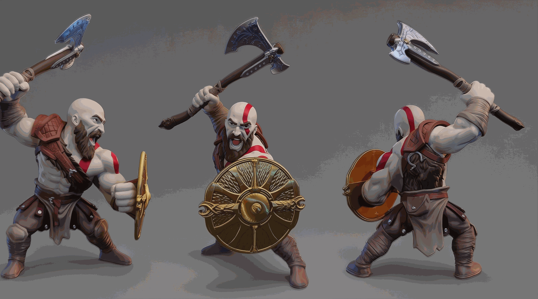 29-inch God of War Kratos v2 statue with axe and cape for gaming room display