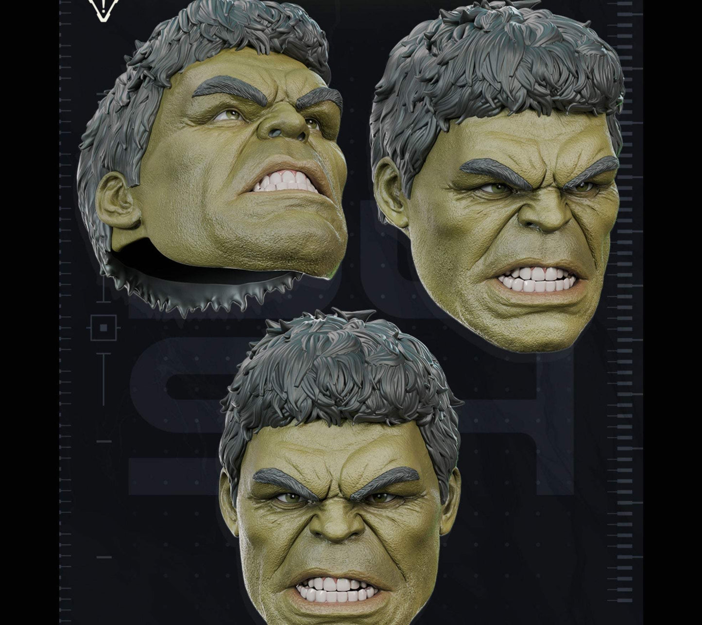 The Incredible Hulk helmet mask fitting heads up to 24 inches for cosplay and collectors