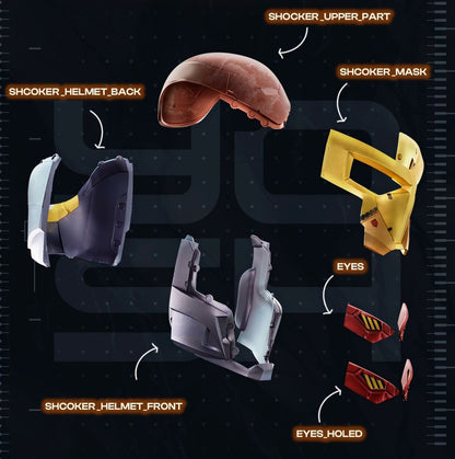 Shocker from Spiderman helmet fitting heads up to 24 inches with no returns policy