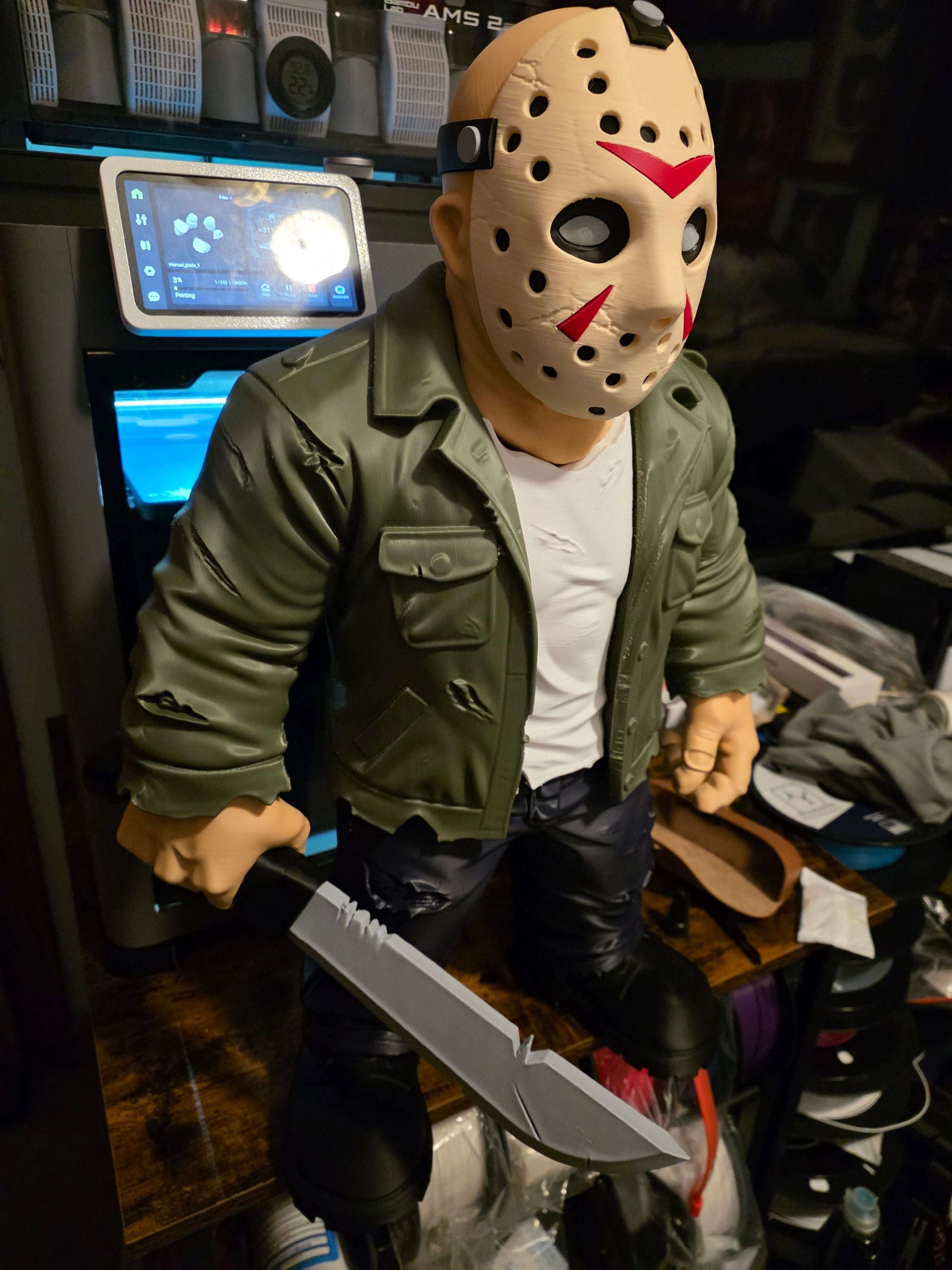 23" tall Jason Voorhees figure from Friday the 13th with sword detailed 15x14 inches