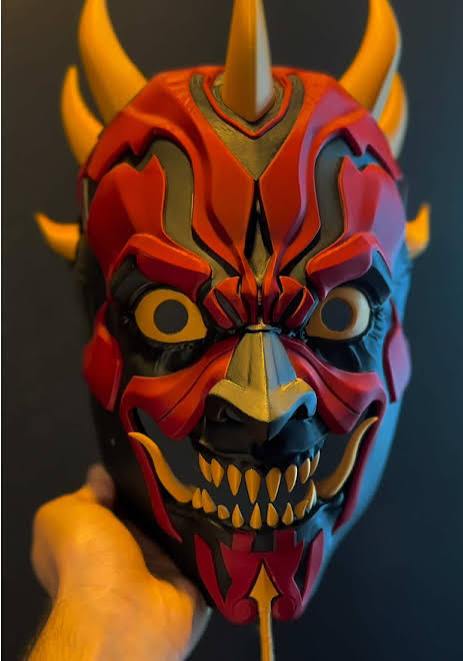 Sengoku Darth Maul helmet mask with white and beige teeth options