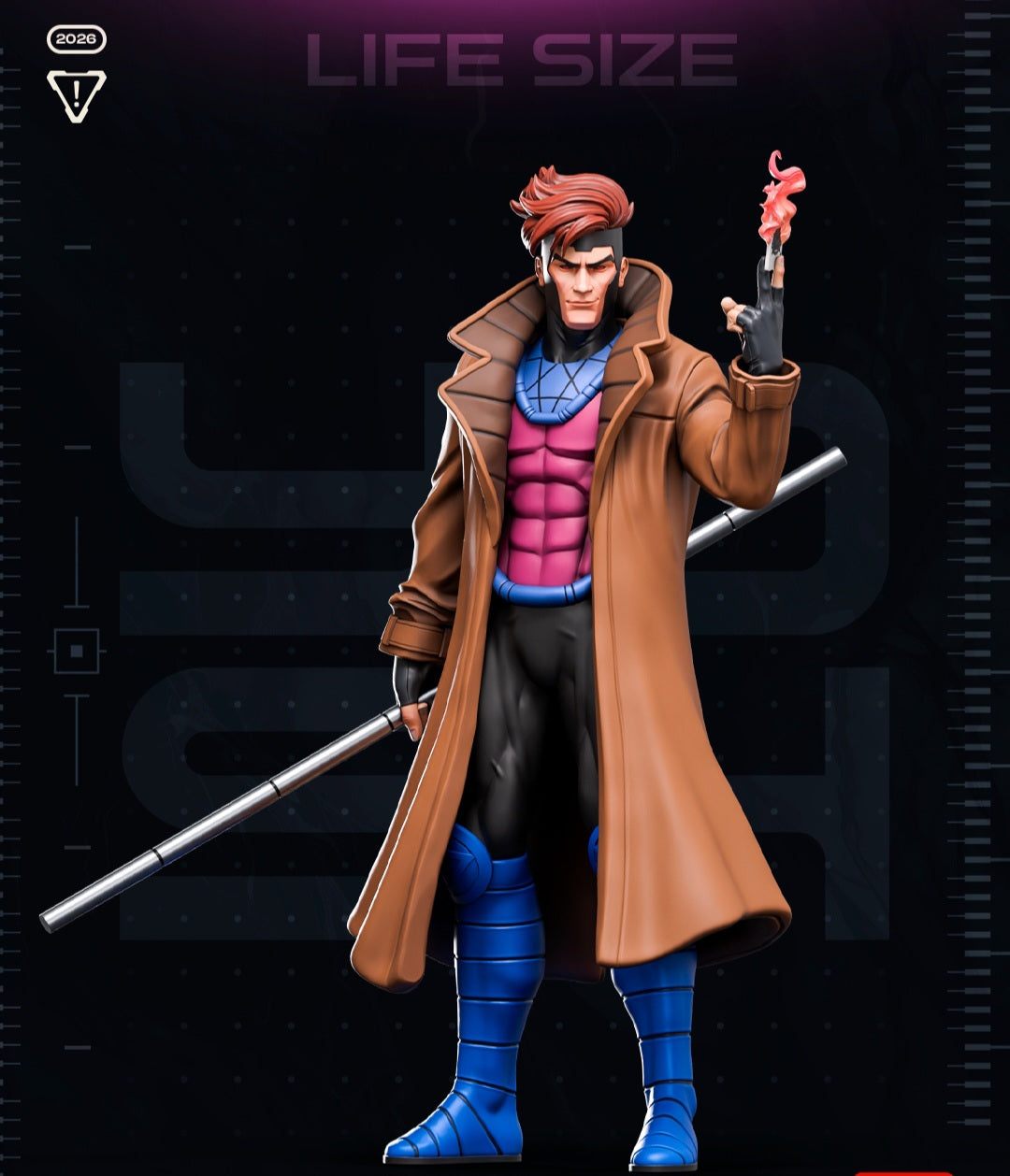 6ft 4in Life-Size Gambit weapon & card in hand glued on your side by 3dCurioPrints