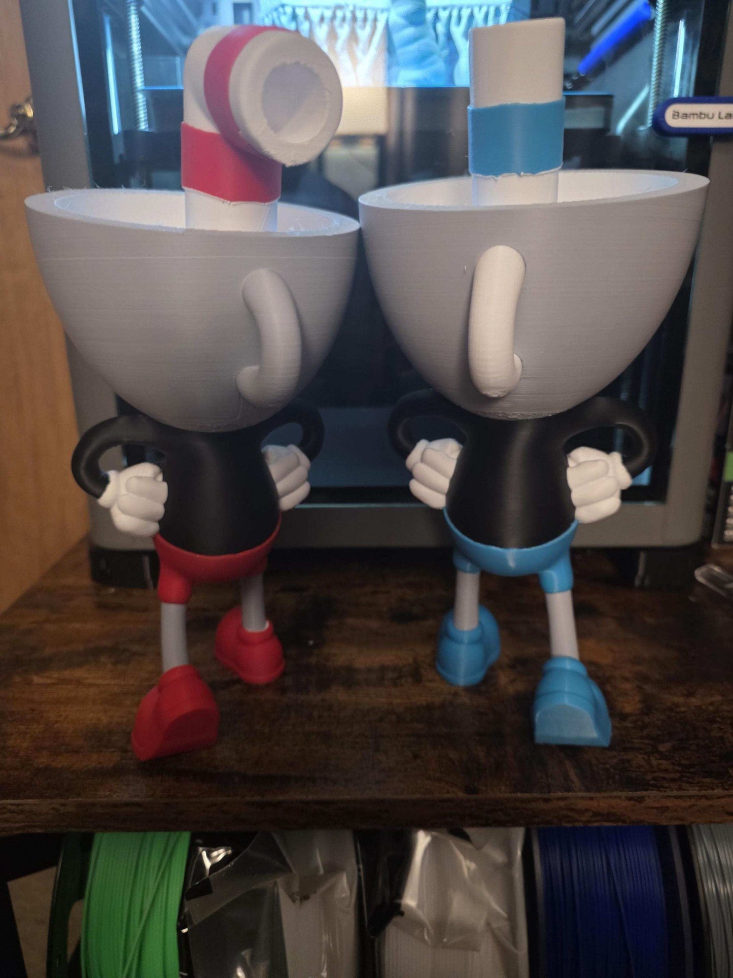 Large set of 2 10" cupman and mugman bust statue figure made to order by 3dCurioPrints