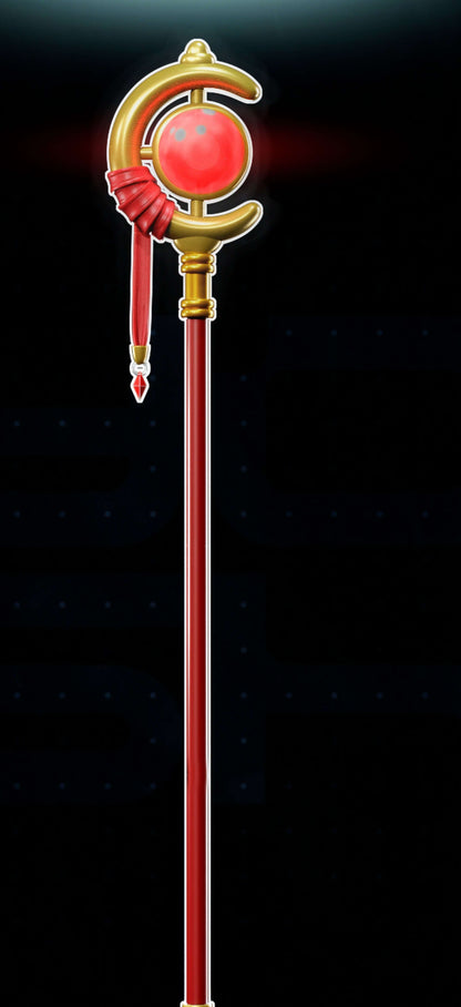 Red opaque Frieren staff cosplay prop from Beyond Journey's End for conventions and photoshoots
