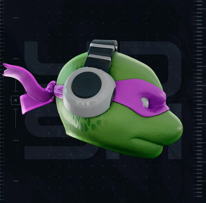 TMNT Donatello mask helmet with built-in headphones for kids and adults up to 24 inches