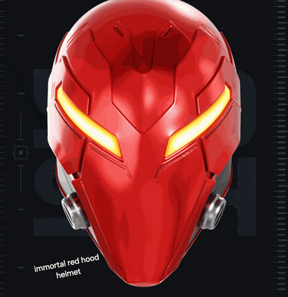 Immortal Red Hood helmet mask in bold red, one size fits up to 24" head