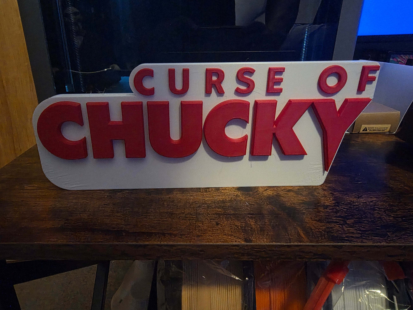 12" Curse of Chucky sign 12x5 inch rectangular horror decor for fans and collectors