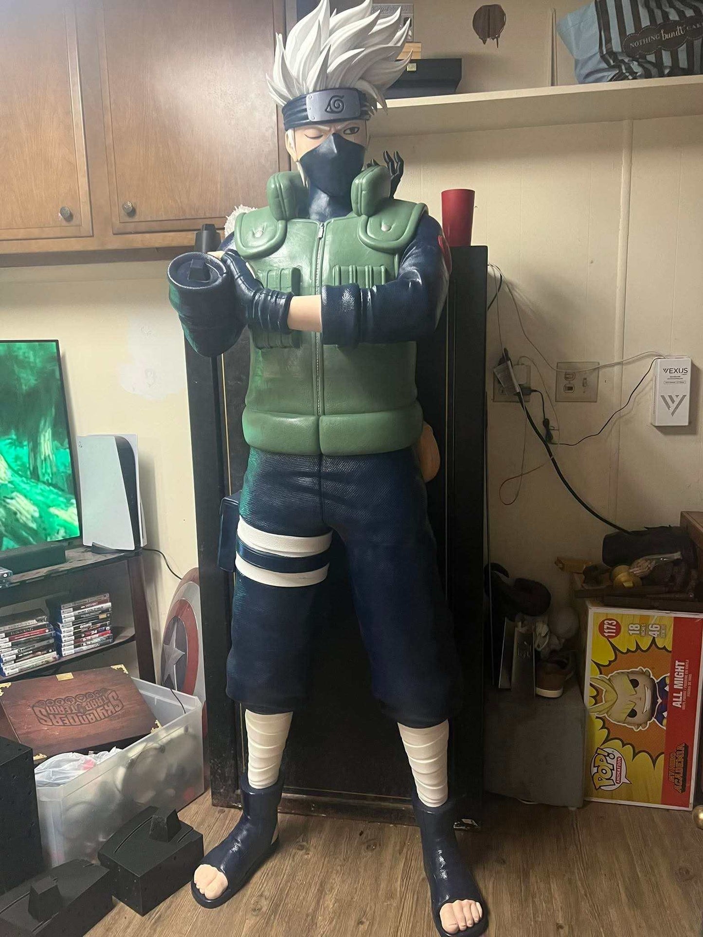 Life size 6ft Kakashi Hatake anime statue standing tall for Naruto fans