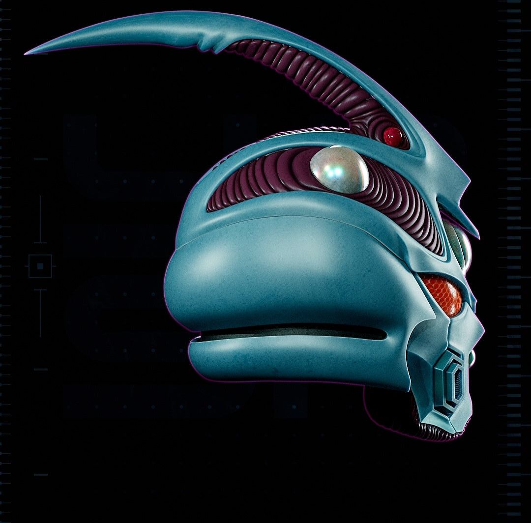 Bio-Booster blue Armored Guyver helmet cosplay for heads up to 24 inches