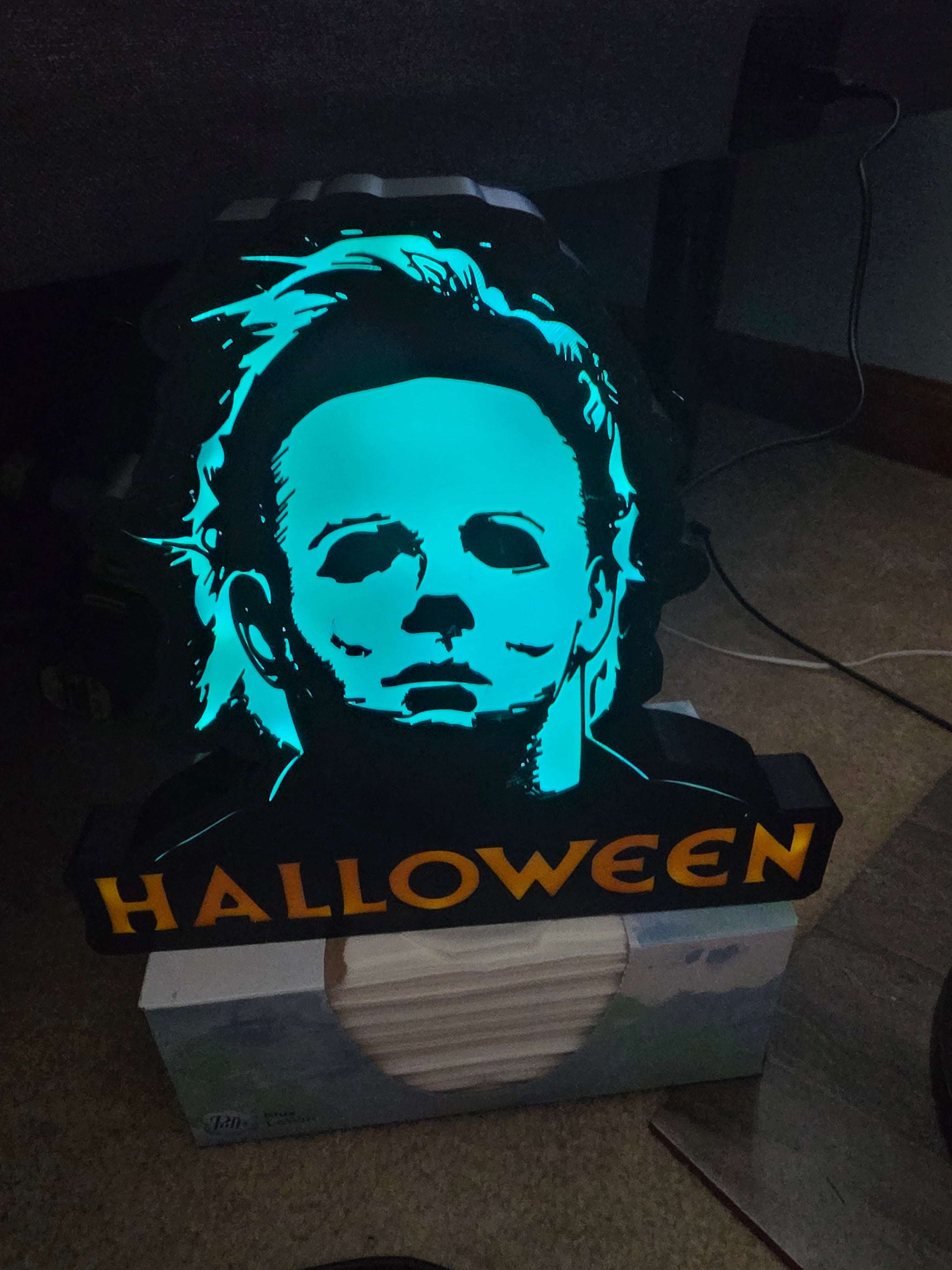Halloween Michael myers 10" lightbox horror comes with onn led lights by 3dCurioPrints