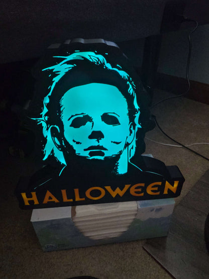 Halloween Michael myers 10" lightbox horror comes with onn led lights by 3dCurioPrints