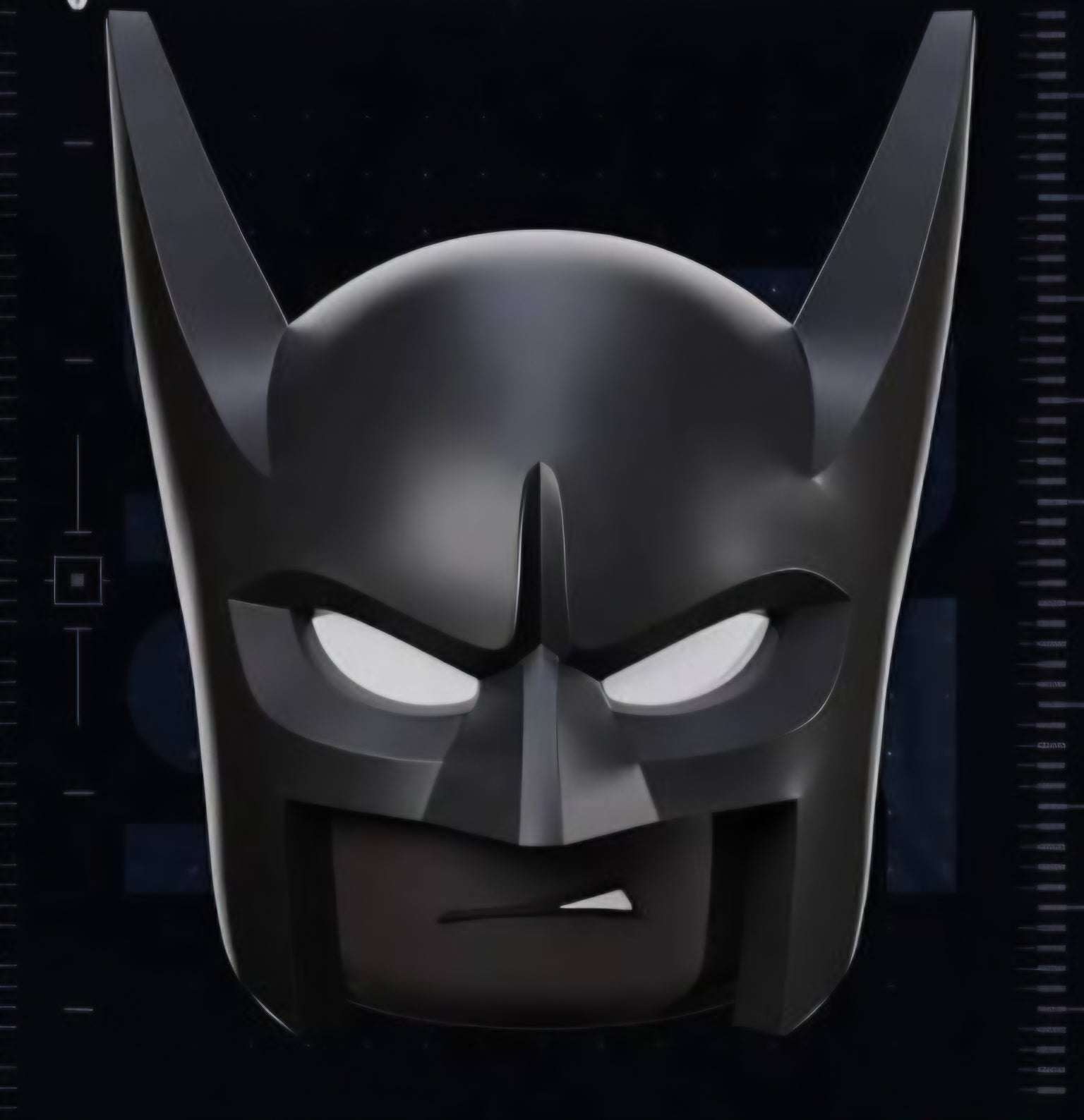 Lego vigilante Batman Beyond helmet mask on white background