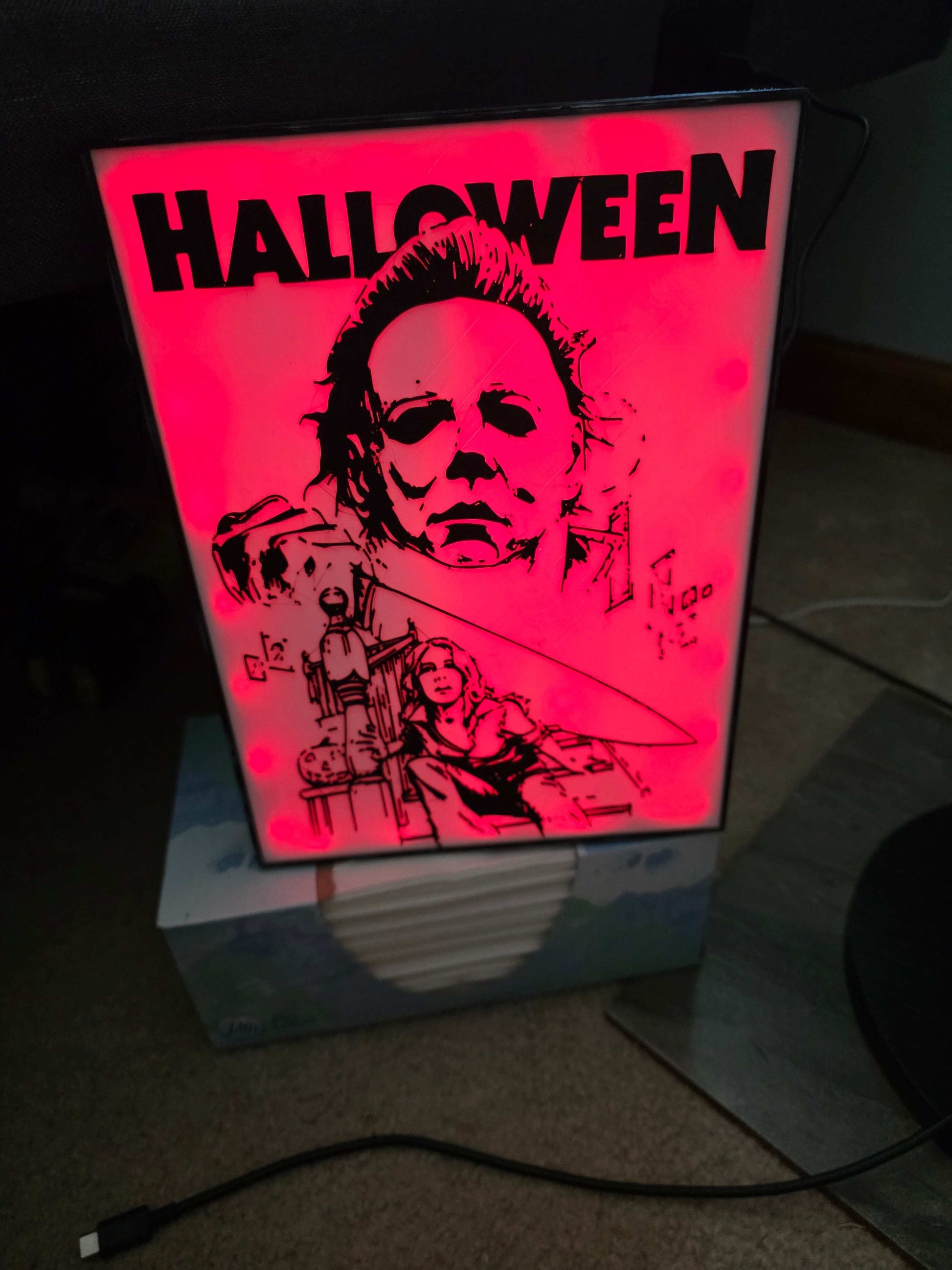 10" Michael myers lightbox closet scene halloween onn led and remote 1-2 days to make by 3dCurioPrints