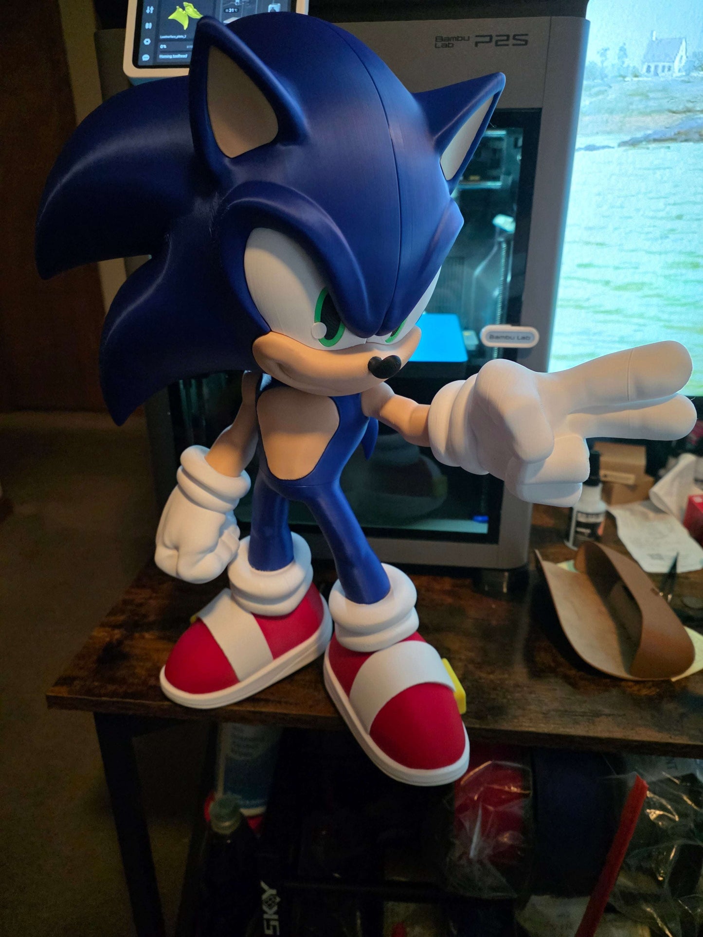 18" tall blue hedgehog 14 wide 10 thick cartoon figure by 3dCurioPrints