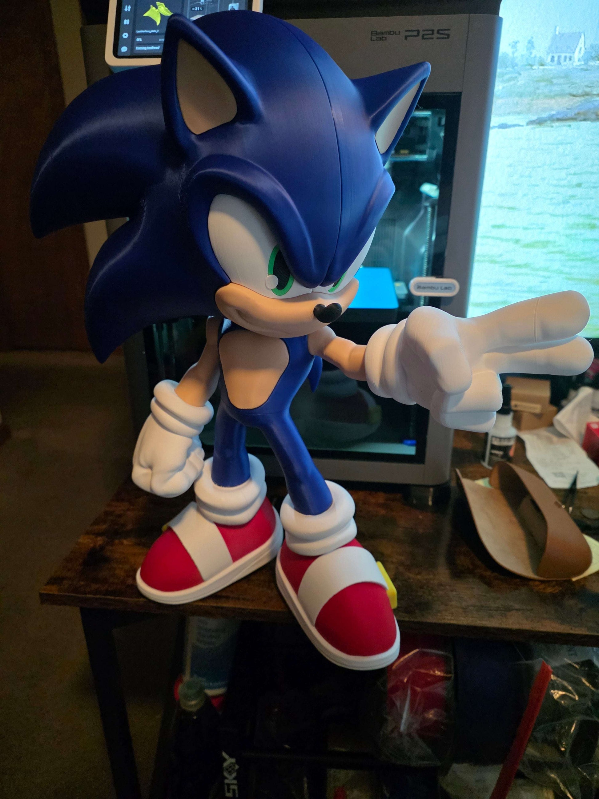 18" tall blue hedgehog 14 wide 10 thick cartoon figure by 3dCurioPrints