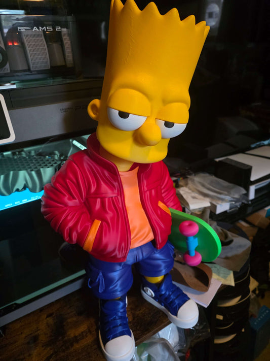 Large massive 26" tall bart simpson by 12 wide and 12 thick due to skateboard 3 days to make by 3dCurioPrints