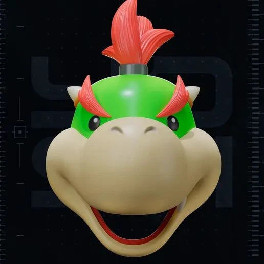 Bowser Jr. Mask cosplay helmet for kids and adults with magnetic assembly, one size fits heads up to 24 inches