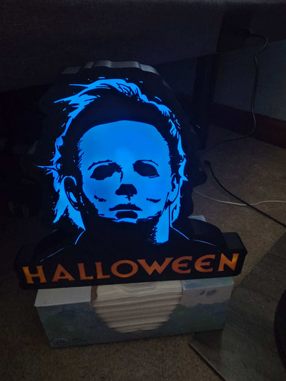 Halloween Michael myers 10" lightbox horror comes with onn led lights by 3dCurioPrints