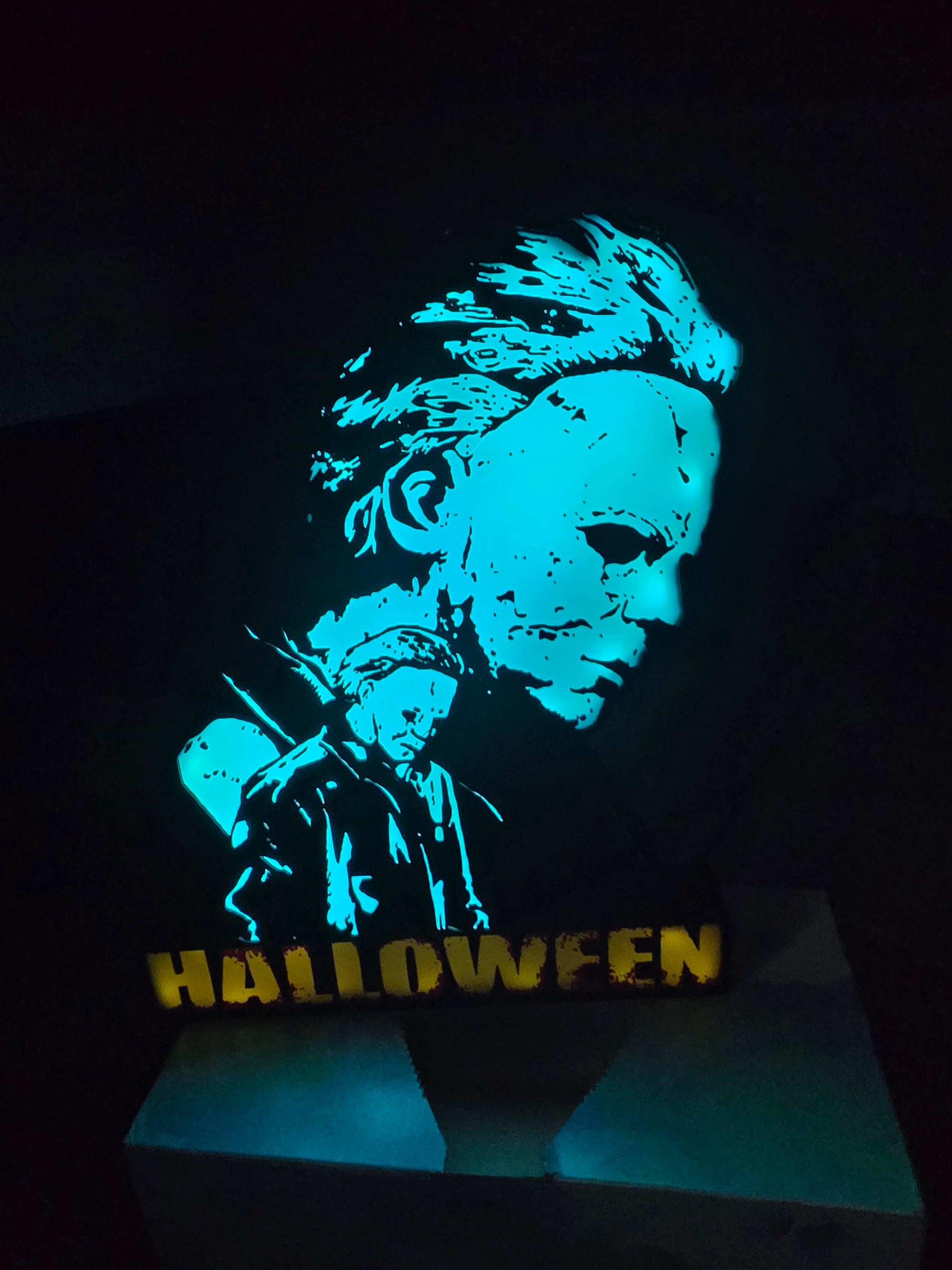 Halloween Michael Myers lightbox with ONN LED inspired by Rob Zombie