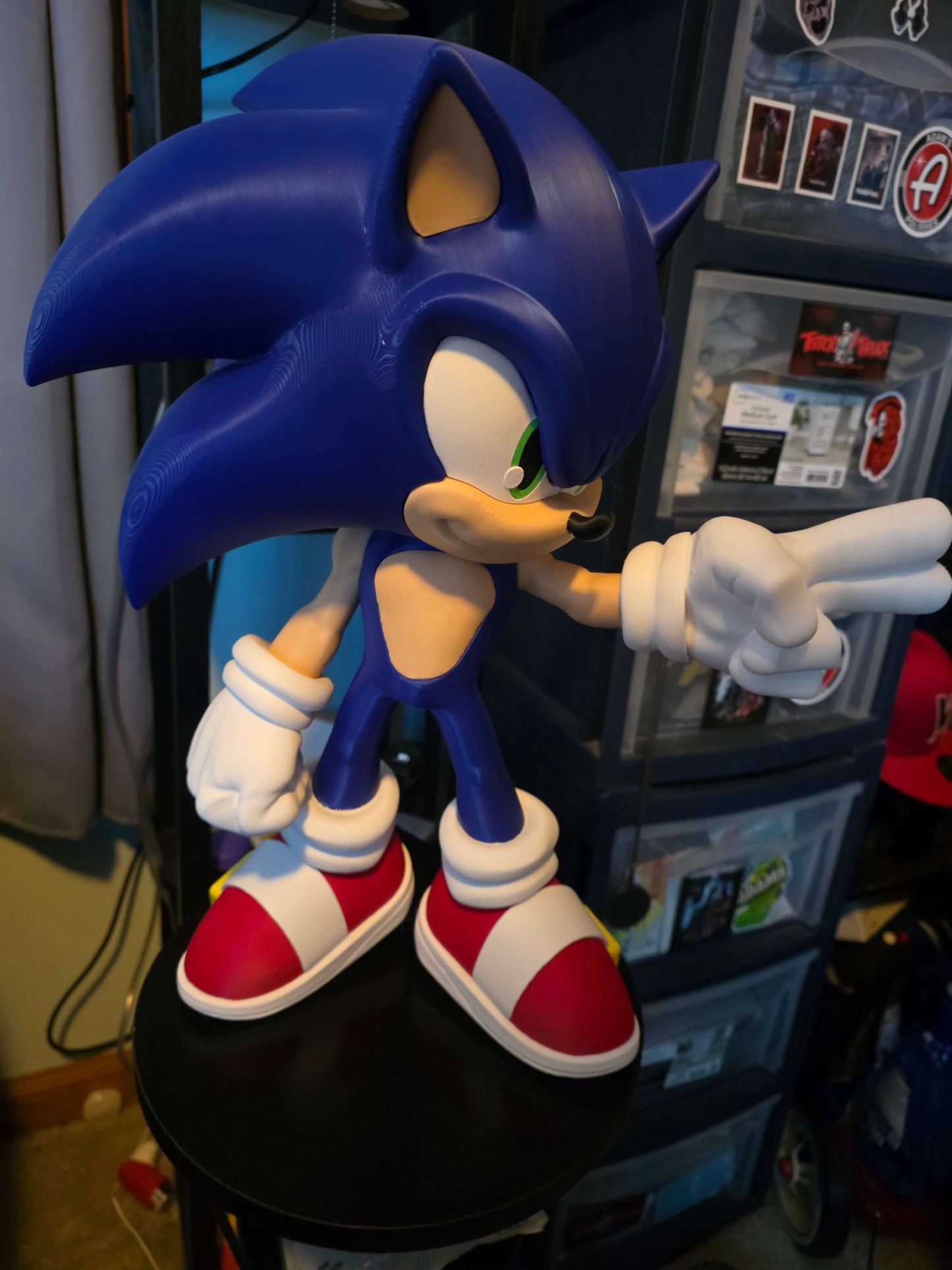 18" tall blue hedgehog 14 wide 10 thick cartoon figure by 3dCurioPrints