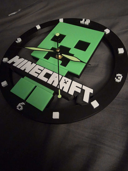 10" minecraft wall clock made 1-3 days by 3dCurioPrints