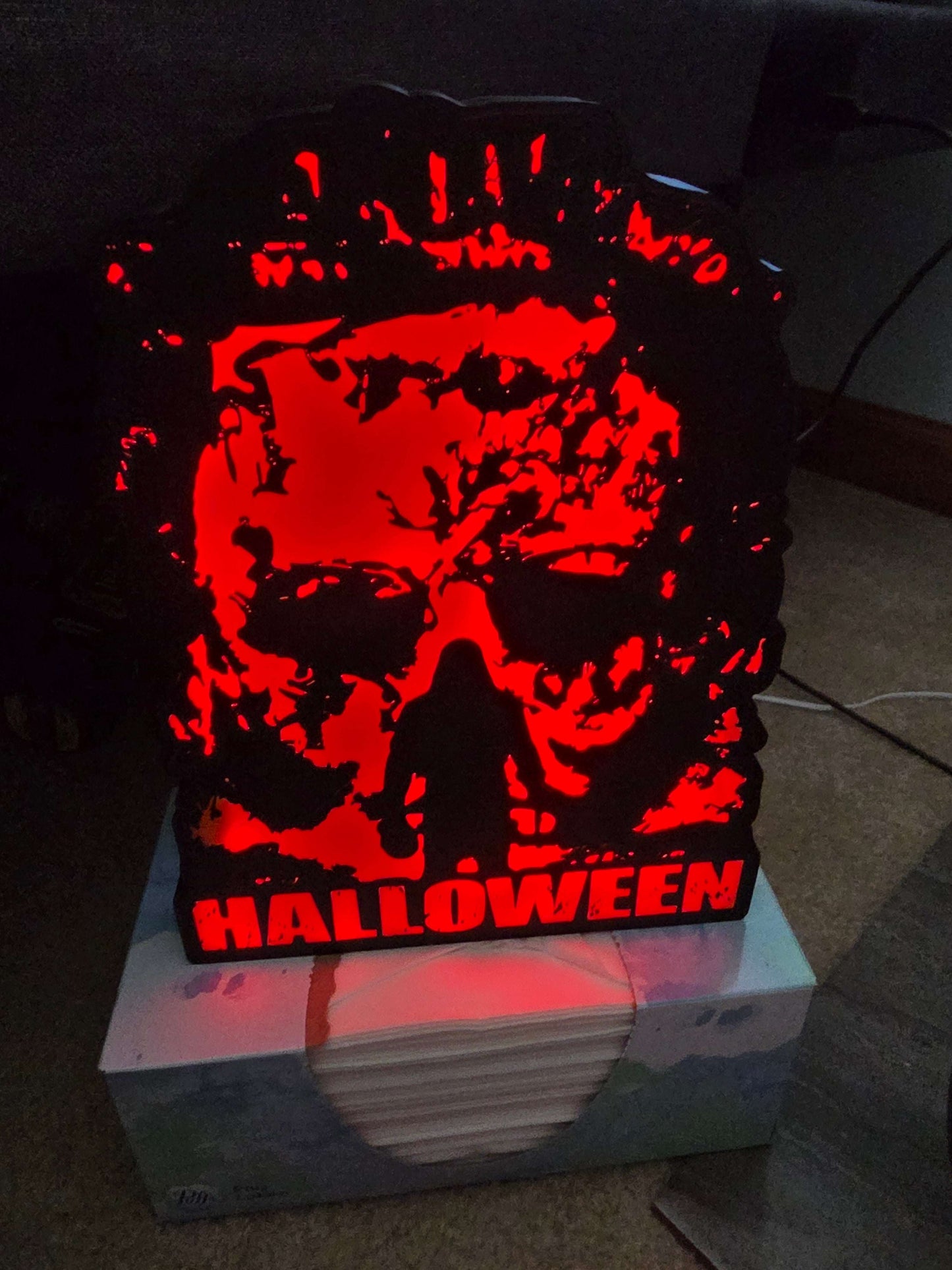 10" rob zombie halloween Michael myers lightbox onn led with remote takes 1-2 days to make by 3dCurioPrints