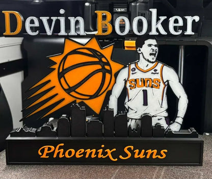 All sports 10-inch nameplate featuring NFL, NBA, MLB athletes like Jordan, Kobe, LeBron, and Brady for personalized fan display