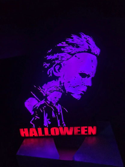 Halloween Michael Myers lightbox with ONN LED inspired by Rob Zombie for spooky decor