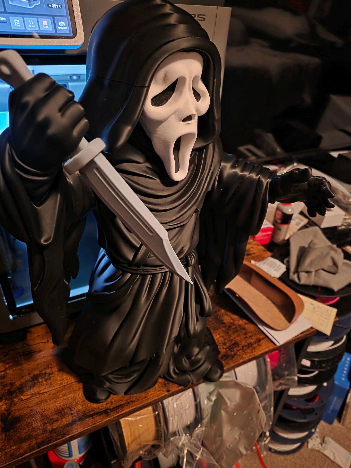 Massive 20-inch Scream Ghostface horror figure with iconic cloak and mask