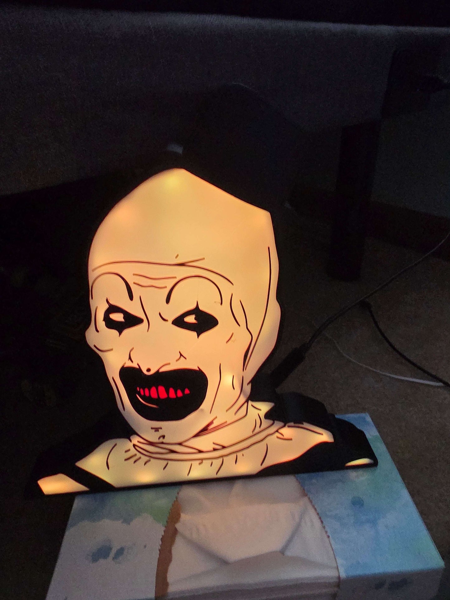 Terrifier 10" lightbox horror icon art the clown with onn lights 1-2 days shipped by 3dCurioPrints