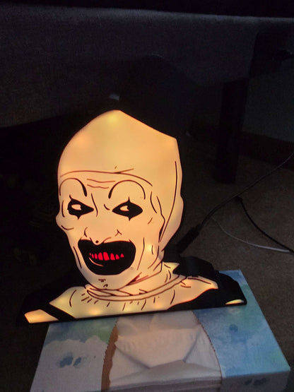 Terrifier 10" lightbox horror icon art the clown with onn lights 1-2 days shipped by 3dCurioPrints