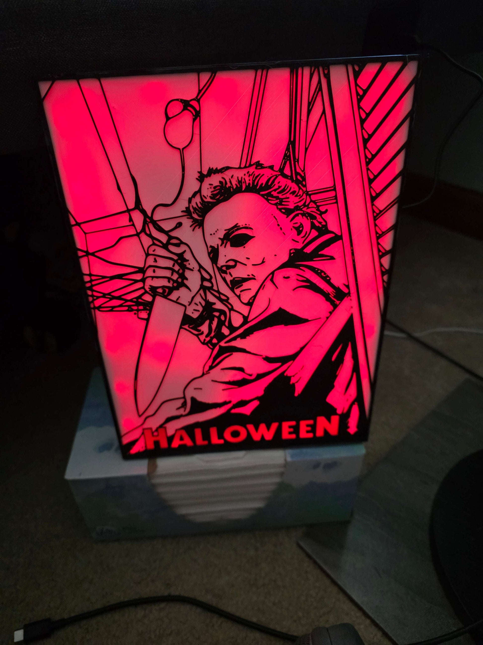 10" Michael myers lightbox halloween 1-2 days shipped comes with onn led and remote by 3dCurioPrints