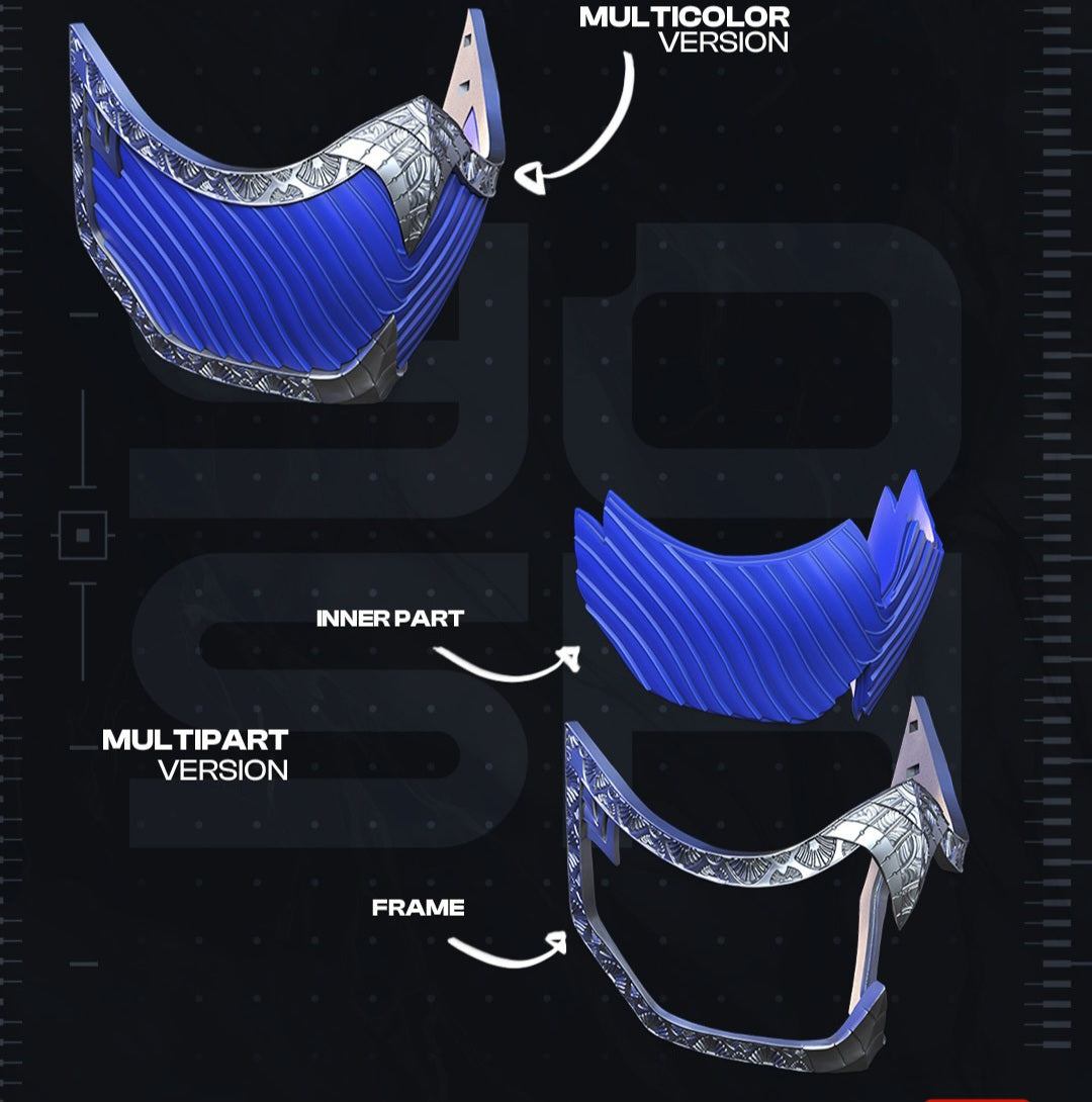 Mk2 kitina mask blue cosplay vigilante face shell silver outer color no string