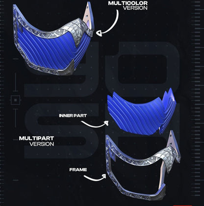 Mk2 kitina mask blue cosplay vigilante face shell silver outer color no string