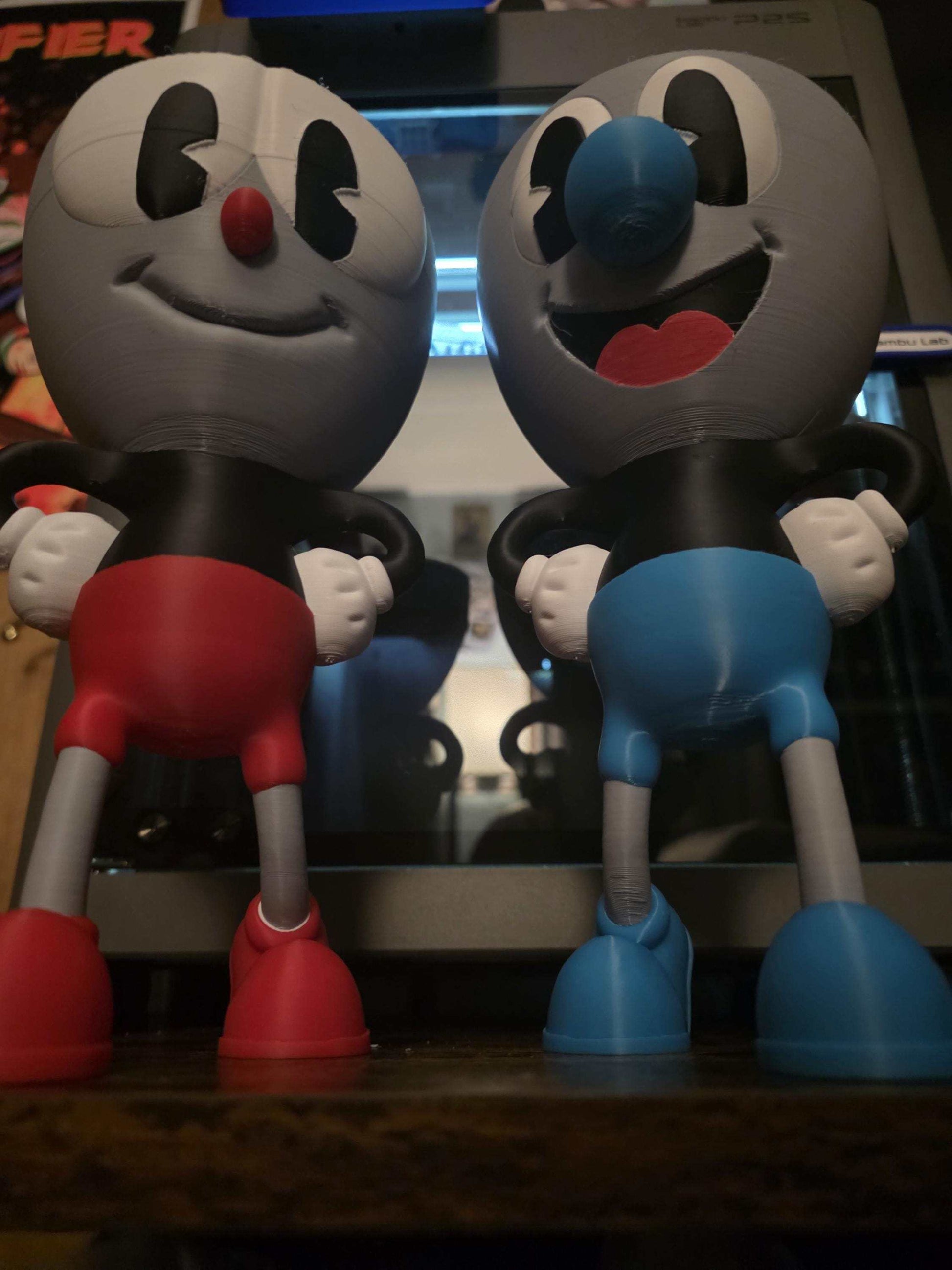 Large set of 2 10" cupman and mugman bust statue figure made to order by 3dCurioPrints
