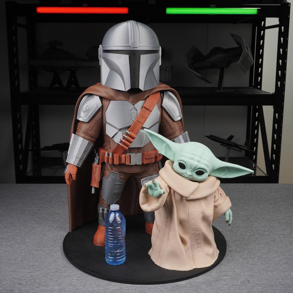 Large Boba Fett and Yoda full size bust figures 33" and 17" life-size Star Wars replicas