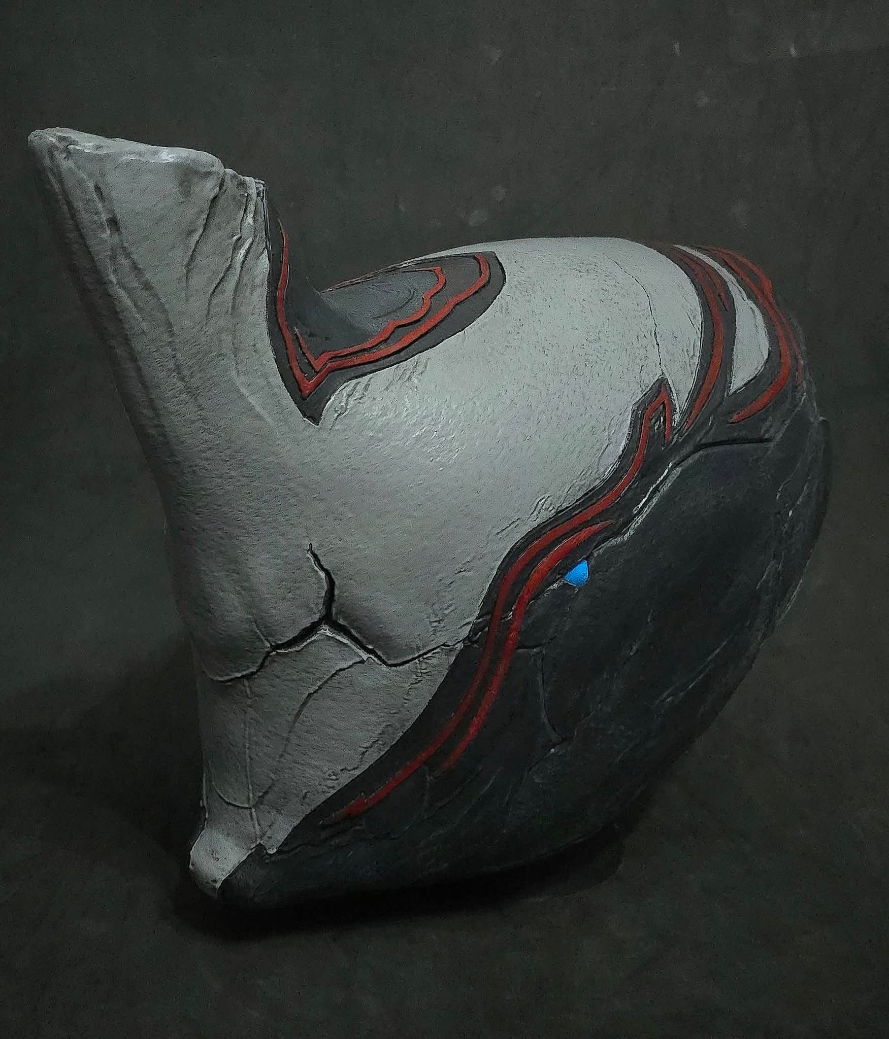 Warframe Excalibur helmet designed for up to 24-inch head circumference with bold silhouette inspired by Excalibur character