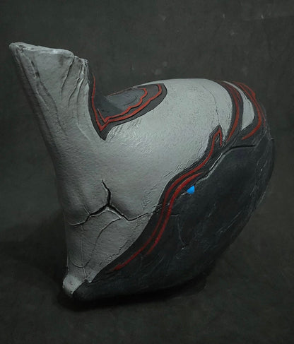 Warframe Excalibur helmet designed for up to 24-inch head circumference with bold silhouette inspired by Excalibur character