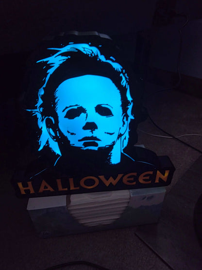 Halloween Michael myers 10" lightbox horror comes with onn led lights by 3dCurioPrints