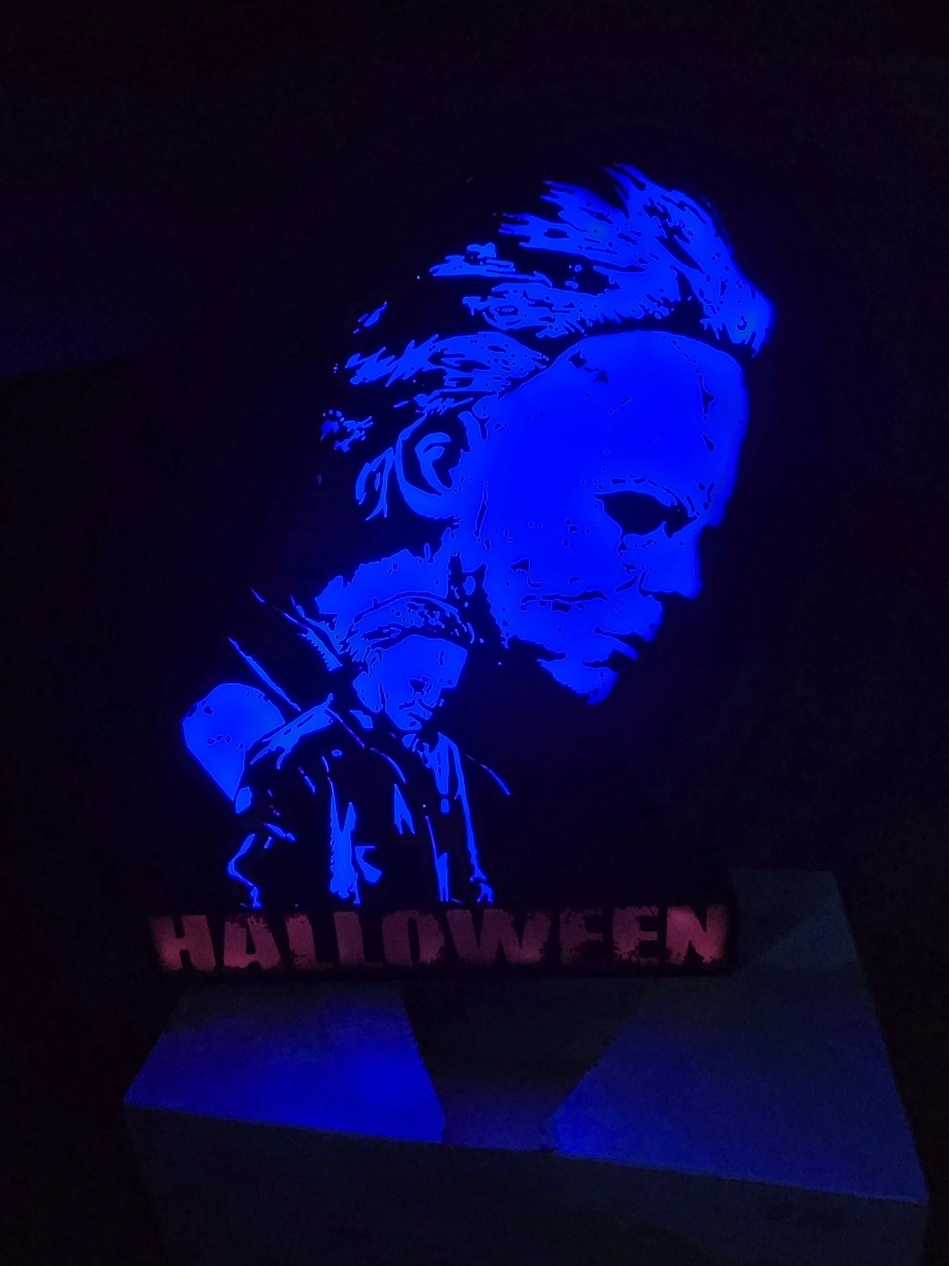 Halloween Michael Myers lightbox with Rob Zombie design and ONN LED illumination