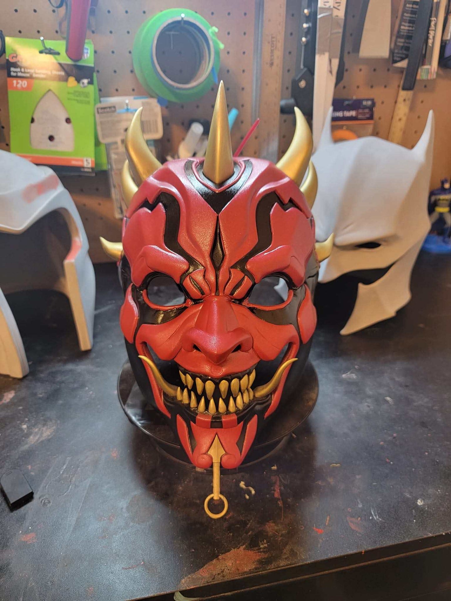 Sengoku Darth Maul helmet mask in white or beige with detailed teeth design