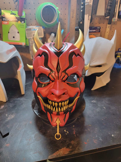 Sengoku Darth Maul helmet mask in white or beige with detailed teeth design