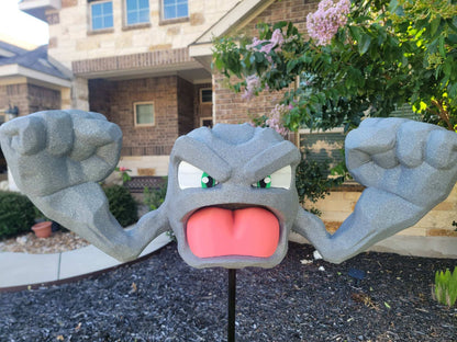 Full size Geodude bust statue 1ft 3in tall by 3dCurioPrints, detailed Pokemon rock-type collectible display piece