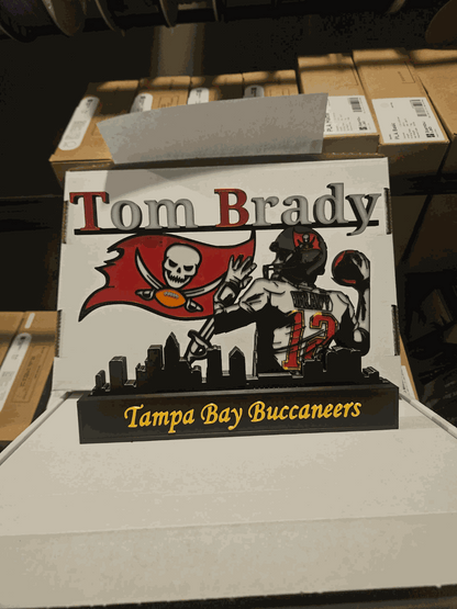 All sports 10-inch nameplate featuring NFL, NBA, MLB athletes like Jordan, Kobe, LeBron, Curry, Ohtani, and Brady for personalized fan display