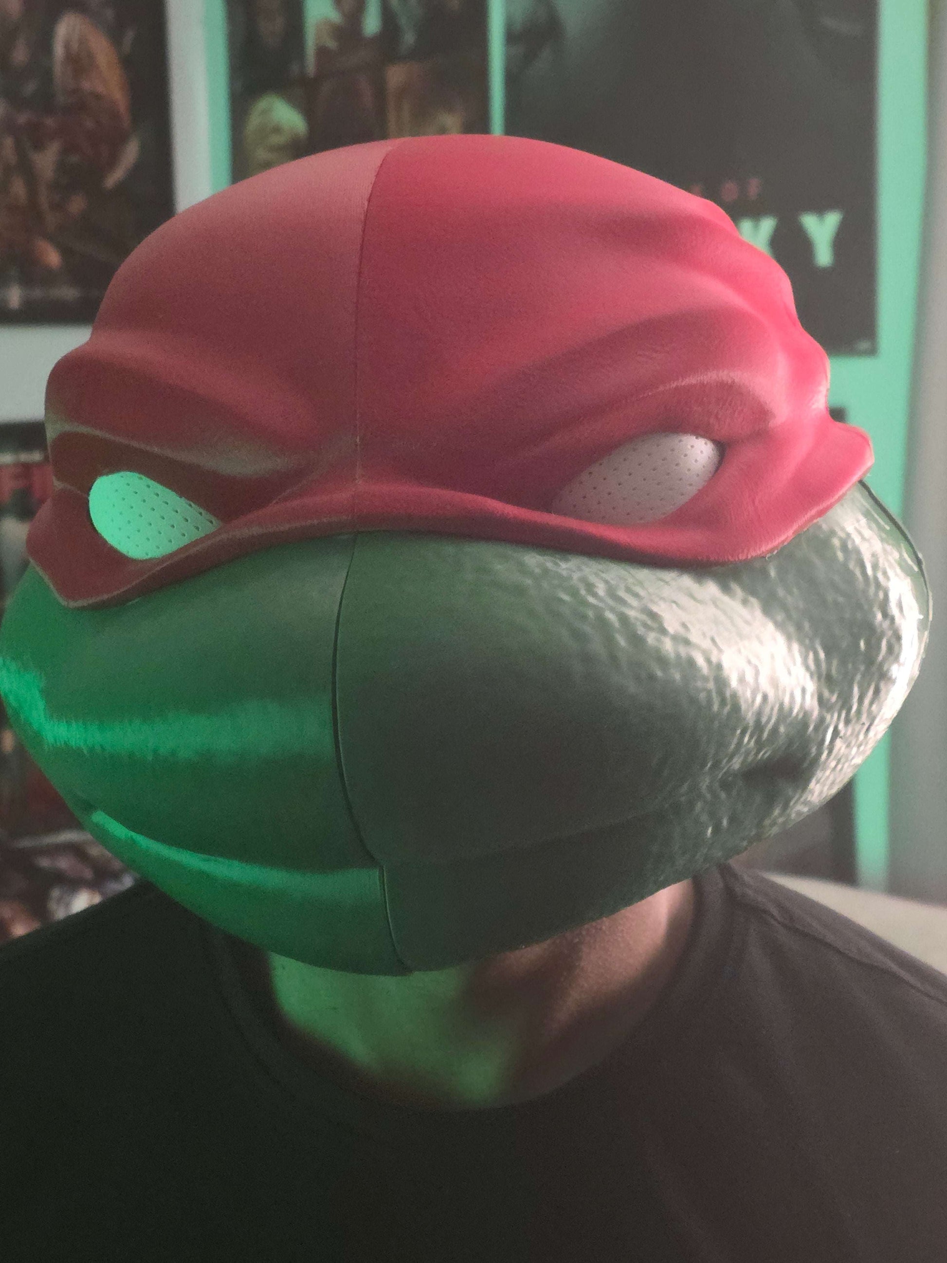 TMNT Raphael helmet mask cosplay accessory fits heads up to 24 inches detailed and rare collectible