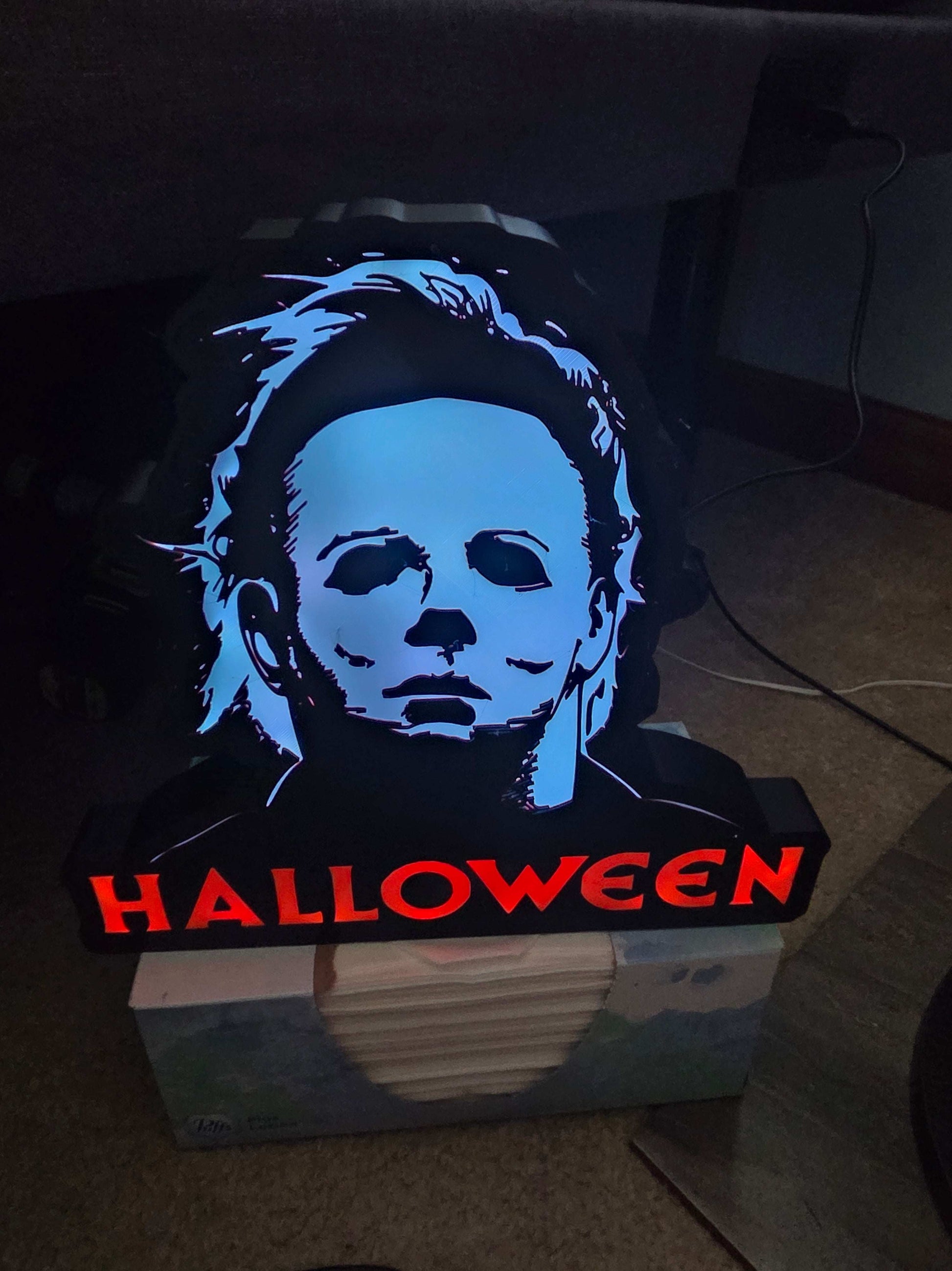 Halloween Michael myers 10" lightbox horror comes with onn led lights by 3dCurioPrints