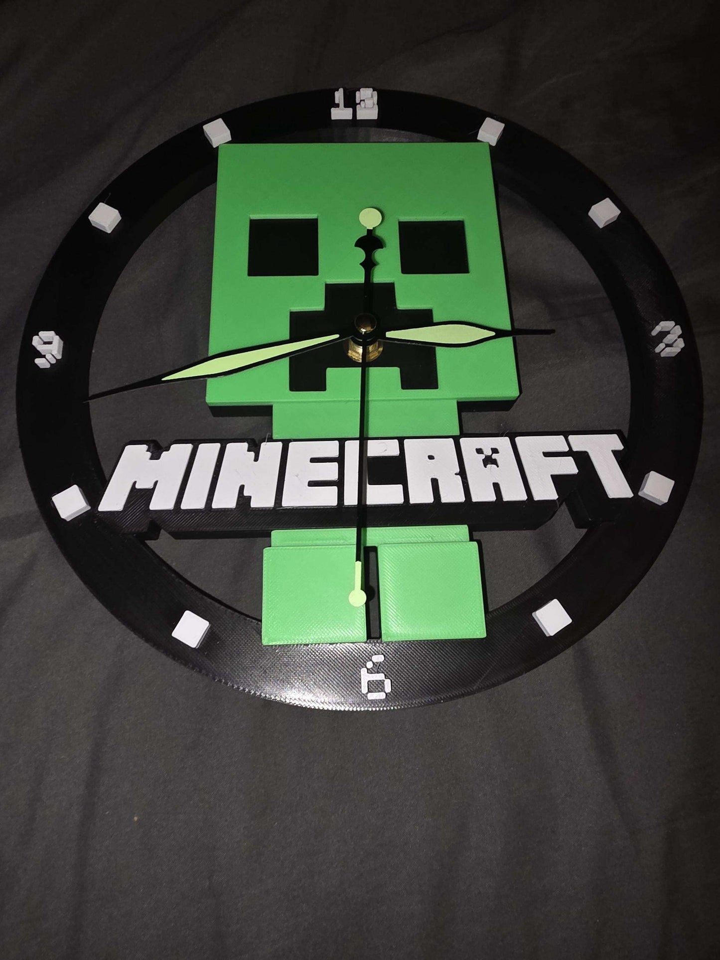 10" minecraft wall clock made 1-3 days by 3dCurioPrints