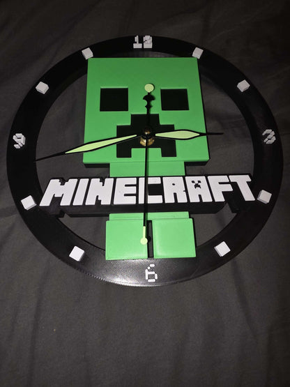 10" minecraft wall clock made 1-3 days by 3dCurioPrints