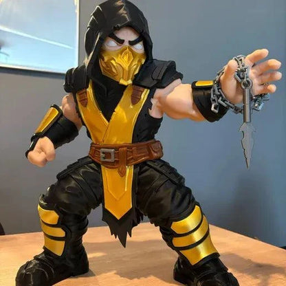 16-inch Scorpion figure from Mortal Kombat standing tall as a collectible display piece