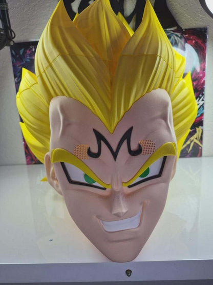 Majin Vegeta helmet mask with magnetic fasteners for secure cosplay fit